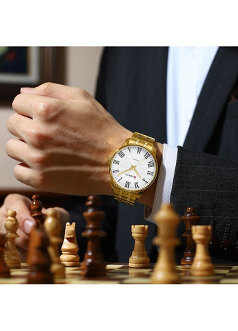 Годинник золотисті чоловічі водонепроникні класичні кварцові з римськими цифрами ProDobro (367265301)