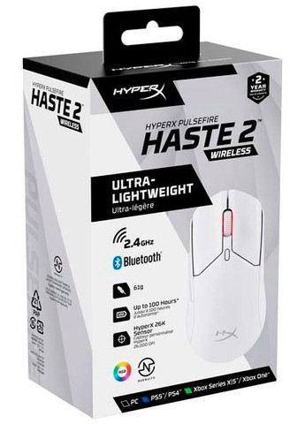 Мышь 6N0A9AA Pulsefire Haste 2, RGB, USB-A/WL/BT, HyperX (362712530)