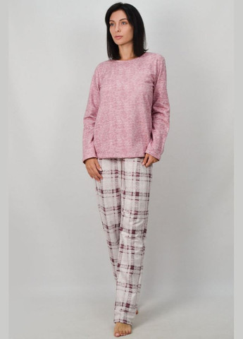 Розовая зимняя пижама с брюками кофта + брюки Roksana 1540/30011 rose