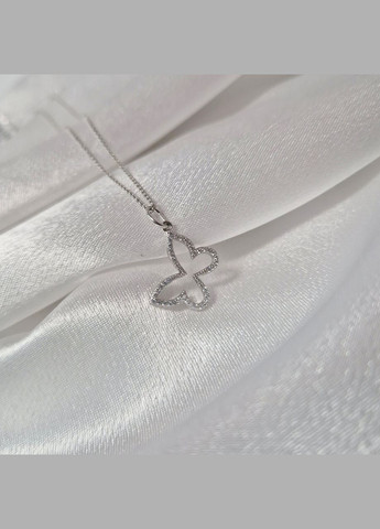 Срібна підвіска Метелик в Білих каменях срібло 925 проби Родоване п2ф/3007 0.90г No Brand (316649611)