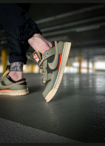 Оливковые демисезонные кроссовки мужские и женские nike air dunk low jumbo medium olive | найк аир данк оливковые No Brand