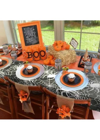 на Хелловін Павутина з павуками 140 на 100 см чорно-сріблястий Jannet Скатертина (365438626)