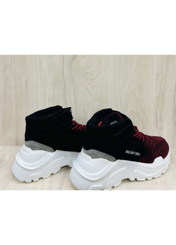 Кроссовки теплые женские No Brand тёмно-красные зима (364553243)