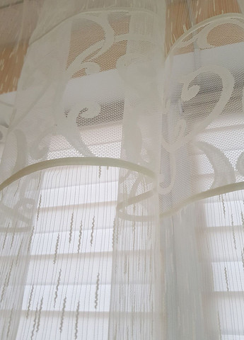 Тюль до подоконника Завитки карниз 200см молочный (21_9а) Firanka Venzel (345733331)