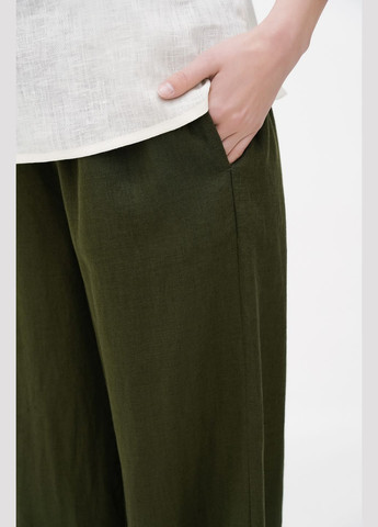 Жіночі розширені штани зі щільного льону на резинці та зав'язці з кишенями Квест., р., код 8293/44/592 ГАЛЕРЕЯ ЛЬОНУ (333164798)