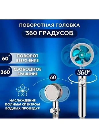 Душовий набір турбо лійка насадка для душу з вентилятором шланг для душу силіконовий 150 см BRS (401493110)