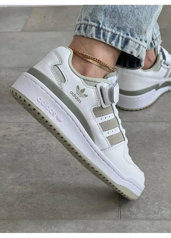 КРОССОВКИ ЖЕНСКИЕ ADIDAS ORIGINALS FORUM 84 LOW WHITE OLIVE АДИДАС ФОРУМ БЕЛЫЕ No Brand белые демисезоны (392020186)