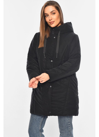 Черная демисезонная куртка женская демисезонная черного цвета Let's Shop