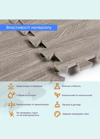 Пол пазл - модульное напольное покрытие 600x600x10мм серое дерево (МР9) SW-00000209 Sticker Wall (326812089)