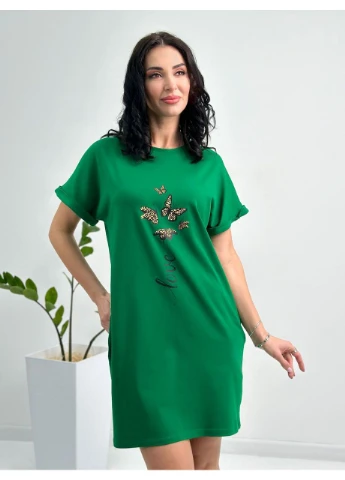 Зелена літня сукня міні з принтом Fashion
