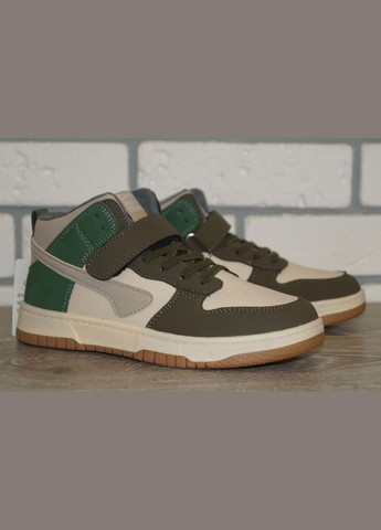 Хайтопи демісезонні дитячі / Черевики демісезонні дитячі бежеві із зеленим BBT fashion kids (305908514)