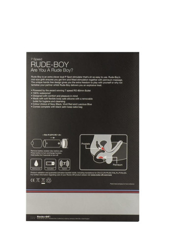 Вибромассажер простаты Rocks Off Rude-Boy Black, массаж промежности, макс диаметр 2,5см No Brand (303911494)