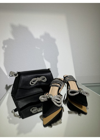 No Brand Женские туфли праздничные атласные с бантами 8 см, цвет Черный лодочки черный з текстиль, — лето (322414758)