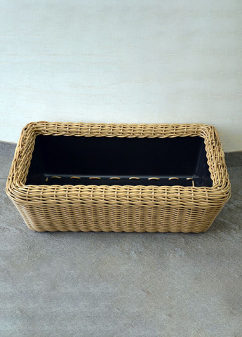 Кашпо прямокутне 45 літрів (горщик для квітів та рослин), Вазон зі штучного ротангу ручної роботи. Колір Дерево Handmade (329193702)