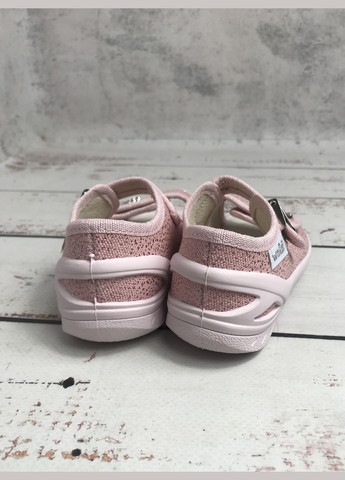 Розовые тапочки босоножки детские текстильные для девочек розовый (047) Waldi с брошкой