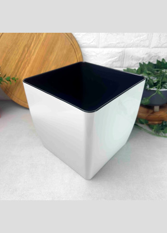 Большой низкий квадратный вазон для пальмы 27*27*26 14л, Квадро белая роза Алеана (365815031)