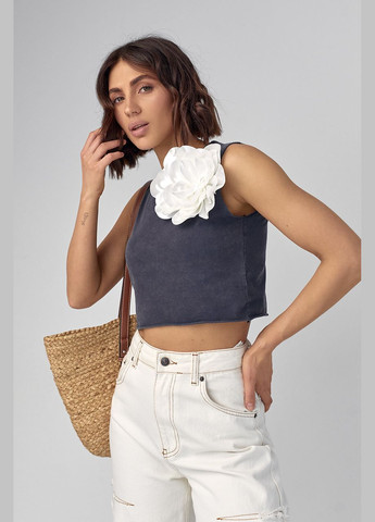 Короткая трикотажная майка-топ с объемным цветком Lurex — 291762026