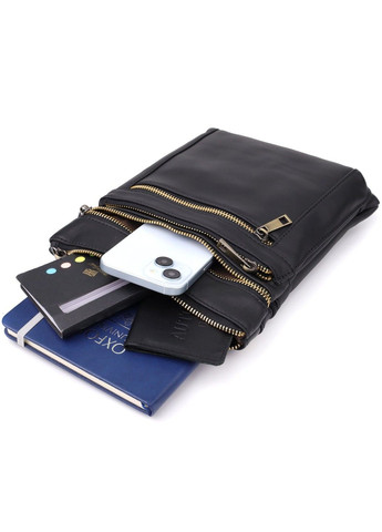 Повседневная мужская сумка из натуральной кожи 23037 Черный Vintage (357494973)