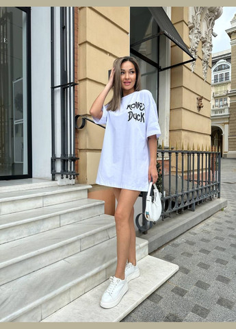 Хлопковая футболка с рисунком белого цвета 31781 Fashion - (331109522)