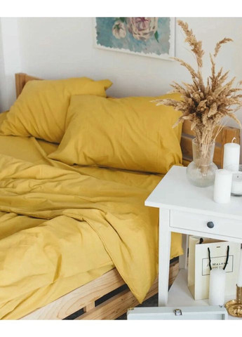Постільна білизна сімейна Home Варена бавовна 21046 160х215х2 см жовта DUSHKA (336327612)
