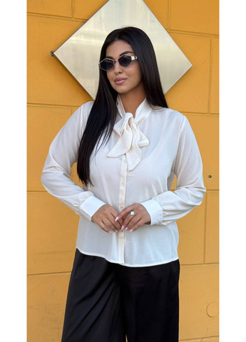 Молочна блуза з креп шифону — ніжність і жіночність ✨ (заміри в описі) Vione