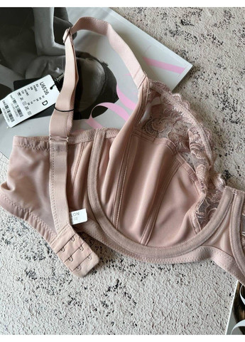 Пудровий бюстгальтер без поролону на чашку d мереживний пудровий Acousma