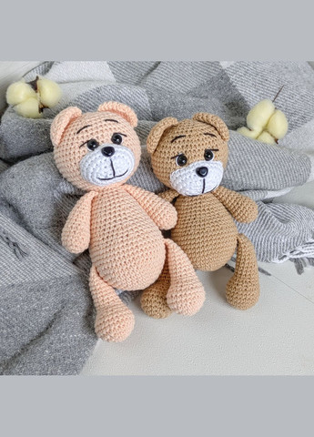 Игрушка вязаная крючком, мишка плюшевый светло-персиковый, 17 см, ручная работа Hand Made (339869507)