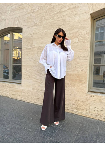 Бавовняна жіноча сорочка з стильним рукавом молочного кольору 34062 No Brand (351346312)