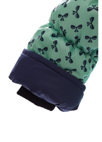 Зеленый зимний комбинезон на синтепоне для девочки колокольчик с принтом бантиков мятный 116 см (50745) BABYKROHA