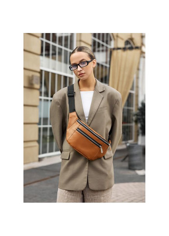 Большая женская кожаная сумка на пояс бананка Tirso Max рыжая Sambag (360239317)