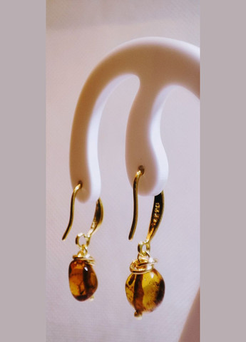Сережки 2677 з натурального бурштину Медовий відтінок MINOV (311310479)
