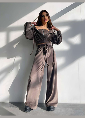 М'який велюровий костюм трійка з корсетом, жіночий спортивний костюм на весну з... No Brand (331283794)