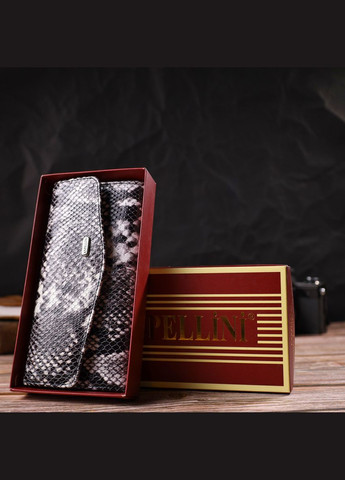 Жіноче фактурне портмоне з натуральної шкіри з тисненням під змію різнокольорове 21692 Canpellini (329195980)