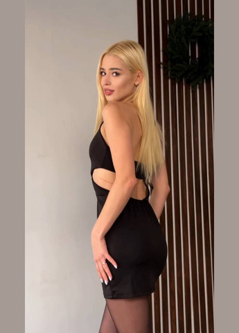 Чорна святковий, вечірня жіноча елегантна сукня з відкритою спиною Avanti однотонна