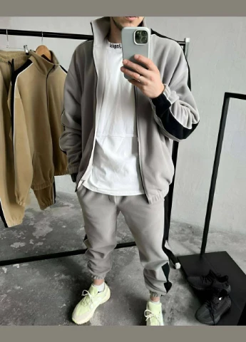 Світло-сірий зимній костюм чоловічий флісовий теплий No Brand