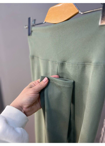 Хаки демисезонные лосины женские lady hurem 2247 рубчик широкий утягивающий пояс хаки No Brand