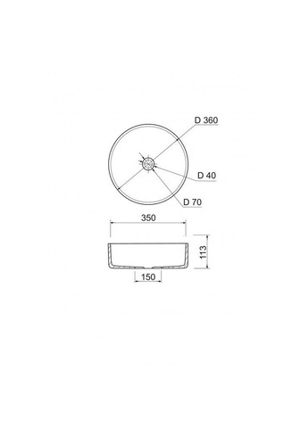 Умивальник чаша зі штучного каменю 360х113мм, без отвору для змішувача/переливу, круглий ARENA Чорно-білий (35550360113) Adamant (368157215)