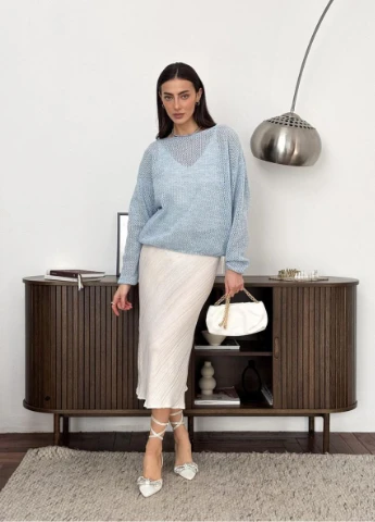 Голубой демисезонный женский джемпер soft Art Knit