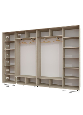 Шкаф-купе четырехдверный 330*45*240 см Дуб Шамони светлый 4 двери ДСП ШК-02 Алекса (360477448)