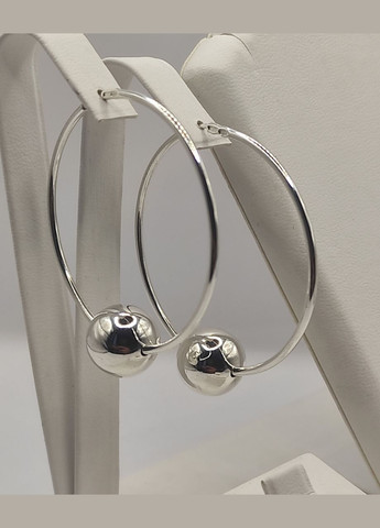 "Сережки-кільця Конго з кулькою" Д-40 мм Shiny з-98ш12 No Brand (331145395)