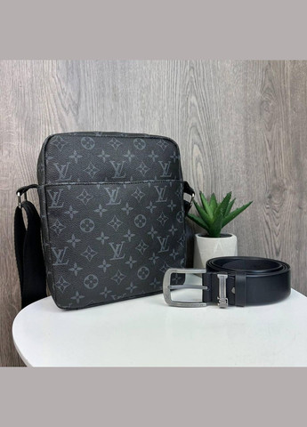Набір чоловіча сумка-планшетка стиль Луї Вітон + шкіряний ремінь чоловічий No Brand (334731174)