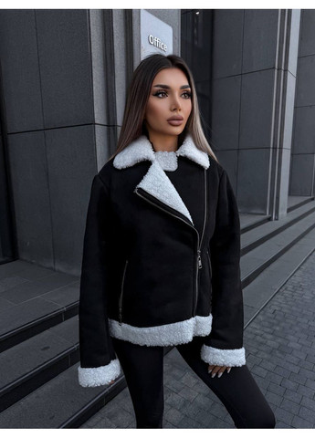 Чорна демісезонна дублянка жіноча чорна 00413 No Brand