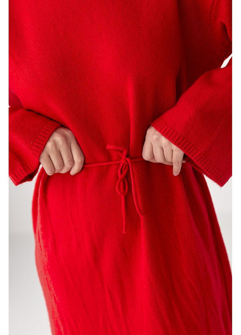 Красное повседневный длинное вязаное свободное платье - коричневый цвет Lurex