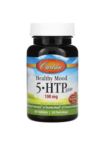 5-гідрокситриптофан Carlson Healthy Mood, 5-HTP Elite, Natural Raspberry, 100 mg, 60 Tablets (50 mg per Tablet) Carlson Labs (291848512)