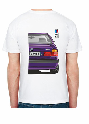 Біла футболка чоловіча з принтом bmw e34 motorsport fr 707134 біла Avtolife