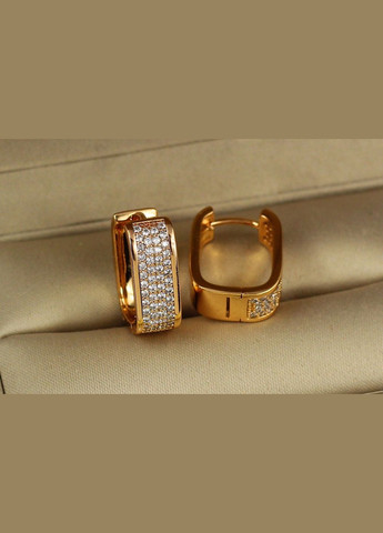Сережки квадратні кільця 1.8 см золотисті Xuping Jewelry (317752160)
