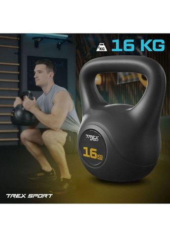 Гиря виниловая 16кг TX-016CKB черный TREX Sport (323136233)