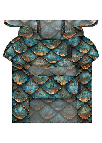 Дощовик-накидка з капюшоном для собак Clothes, малюнок "Луска",, А 48-52 см, B 60-70 см, С 42-52 см WAUDOG (365874222)