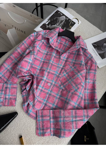 Розовая повседневный, кэжуал рубашка в клетку No Brand