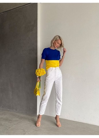 Женская вязаная желто-голубая футболка UKRAINA (mil493) milirud - (371191355)